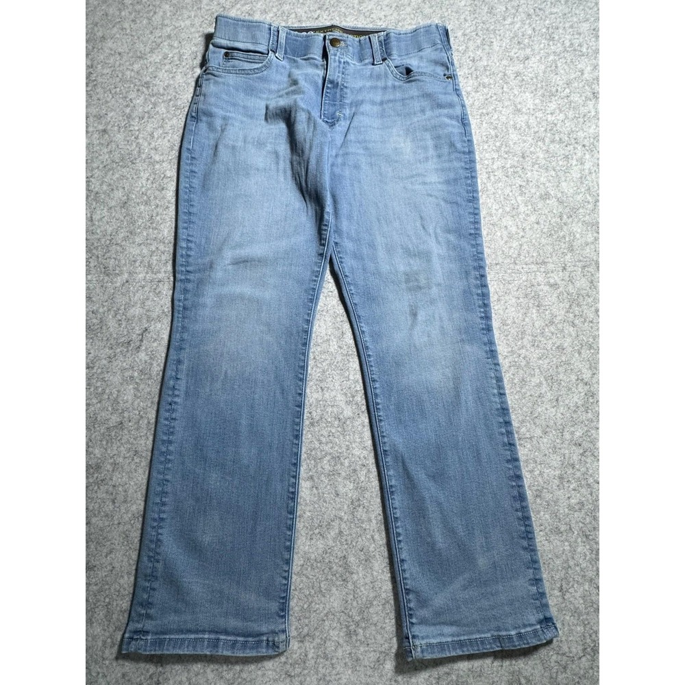 Lee Extreme Motion Straight Taper Jeans Mens 34x30 Blue Stretch Denim Light Wash